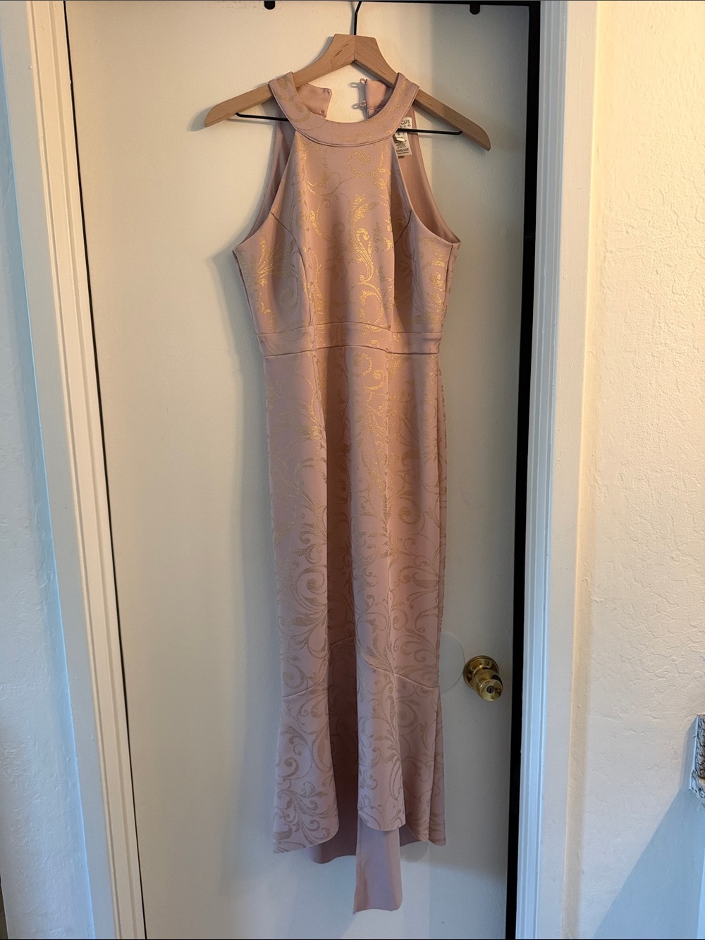 Enfocus Studio Sleeveless High-Neck Maxi Dress in Rose Gold